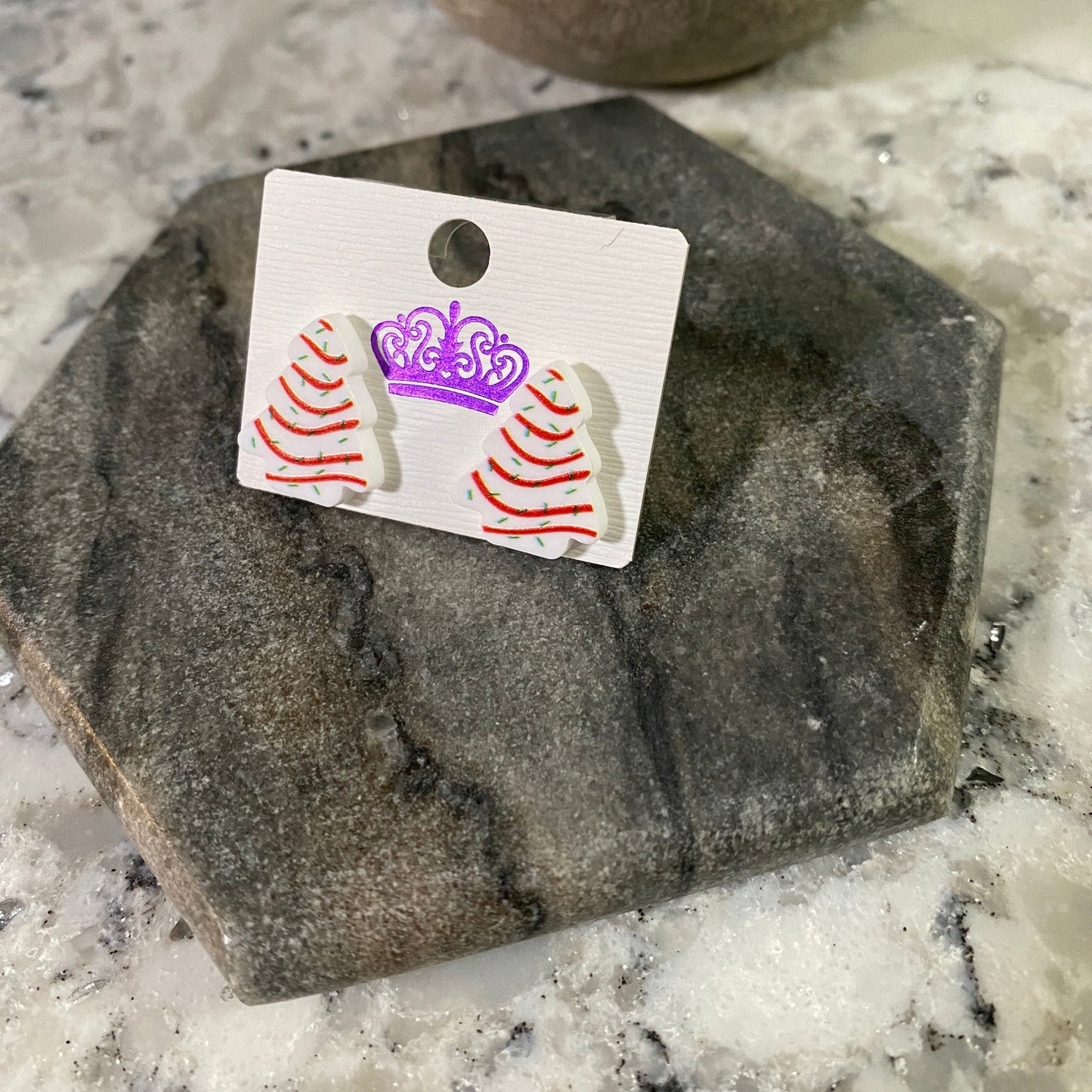 Acrylic Stud Earrings - Christmas Tree Cakes