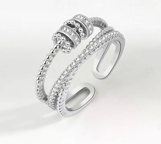 Ring - Adjustable Bead & Gem Fidget