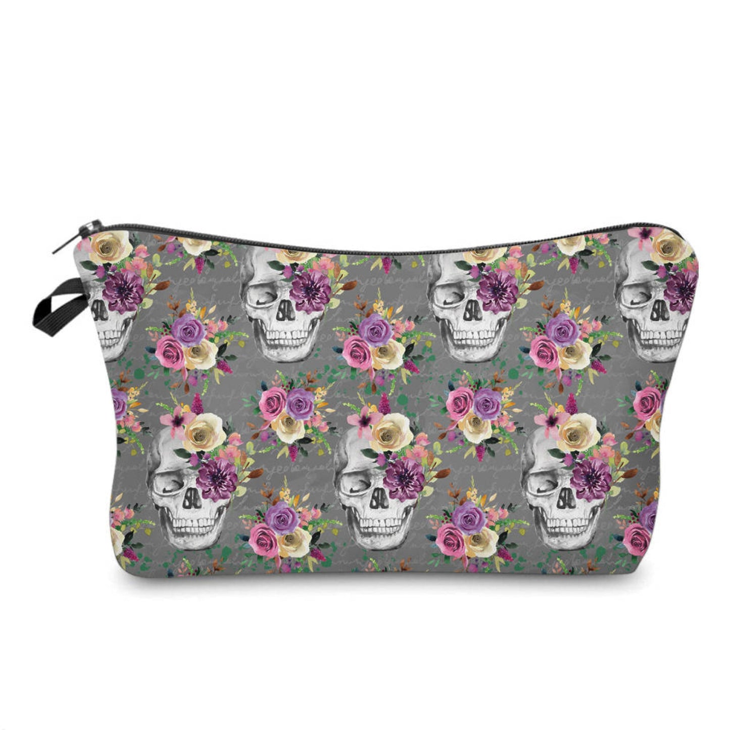 Pouch - Skull Floral on Grey